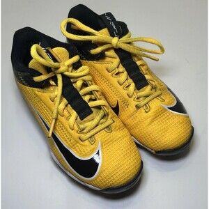 Nike Baseball Cleats Shoes Kids Size 1.5Y Yellow Black Vapor Fastflex Graphic